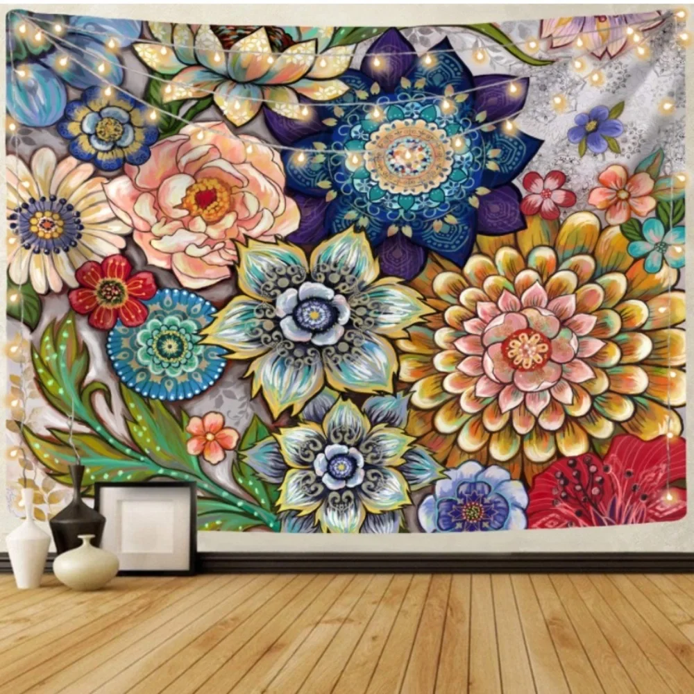 Colorful Floral Botanical Wildflower Nature Tapestry Wall Art for Bed/LivingRoom